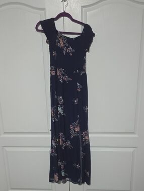 Kismet Navy Floral Maxi Dress with Pink and Cream Blooms